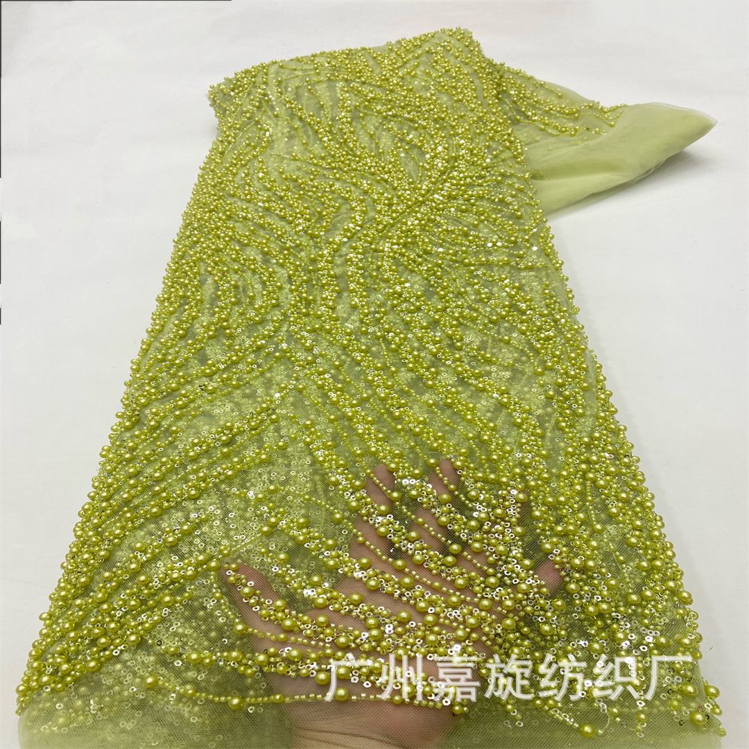 in stock full blessing bubble beads sequins bead tube fabric European and American wedding dress dress catwalk lace beaded