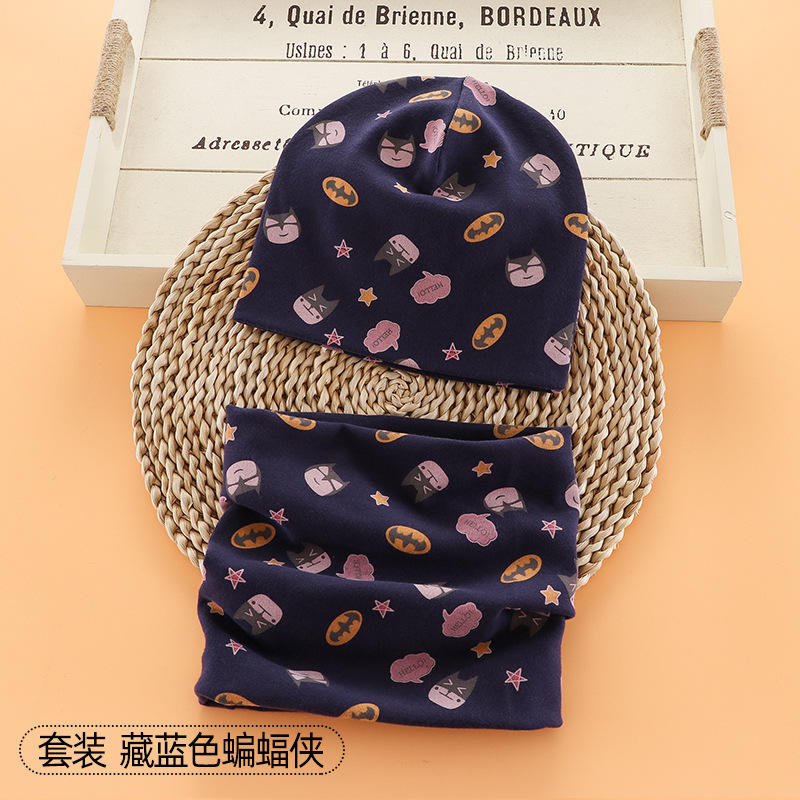 Picture of New baby double hat suit warm Amazon foreign trade wholesale printing children's scarf hat suit