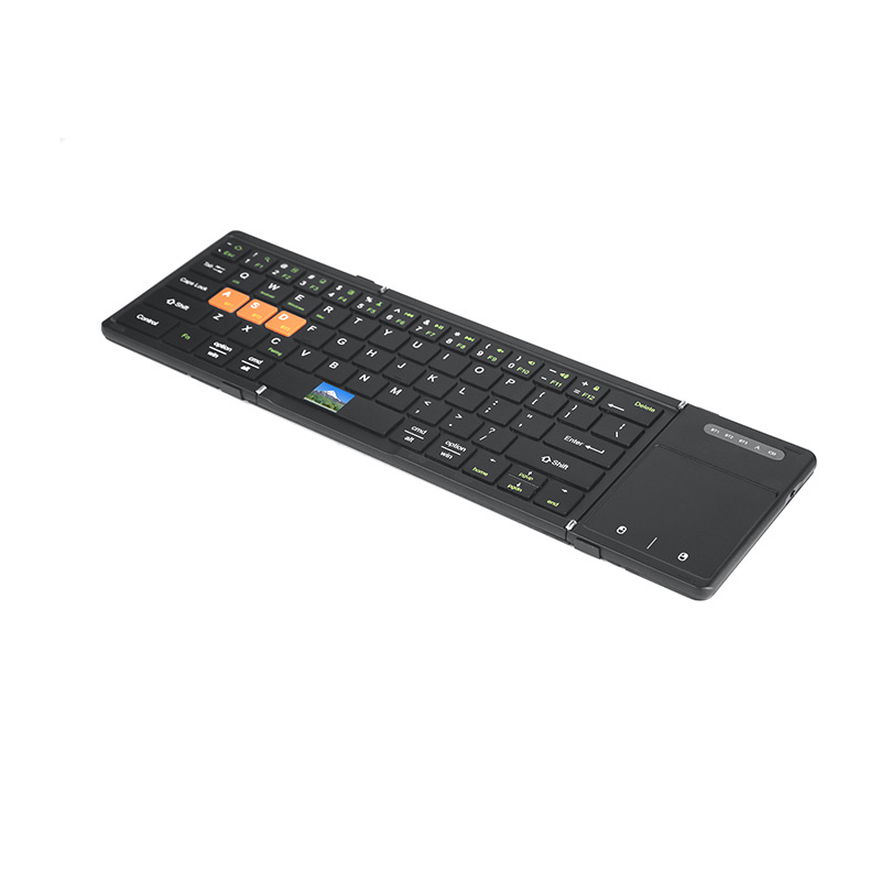 Picture of Three Channel Bluetooth Folding Keyboard Portable Rechargeable Mute Keypad Win/iOS/Android/Mac