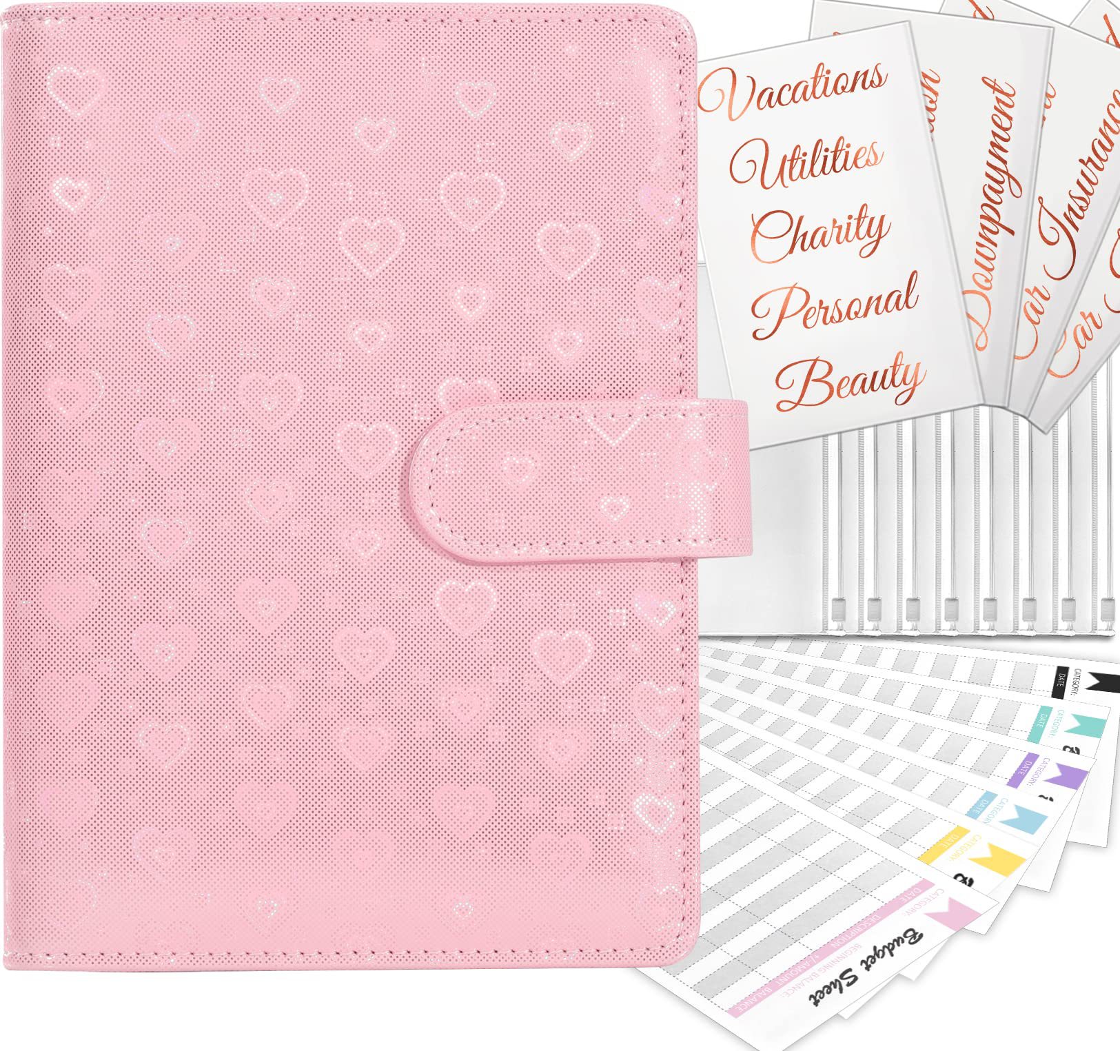 Picture of Cross-border spot explosions macaroon binder laser love hand book PU cash plan budget book.