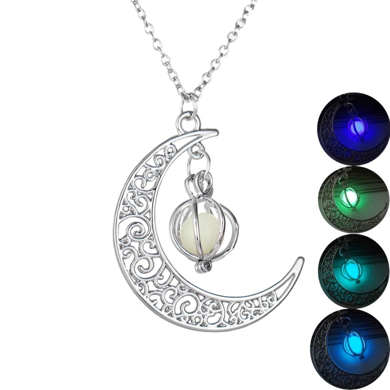 Cross-Border Popular Luminous Moon Pumpkin Creative Necklace Halloween Amazon Women's Necklace Alloy Clavicle Chain