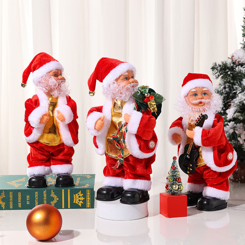 Picture of Cross-border Electric Santa Claus shaking hip playing guitar with music Christmas little old man decorations Doll Gift