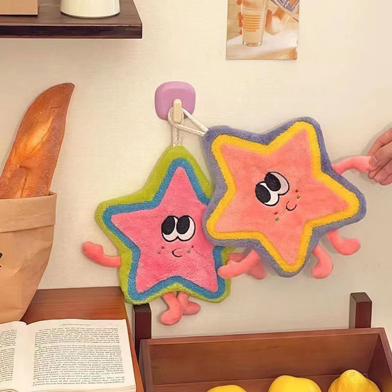 Picture of Cute Hand Towel Hanging Water Absorbent Thickened Toilet Cartoon Hand Wipe Hand Wash Small Square Towel Kitchen Rag