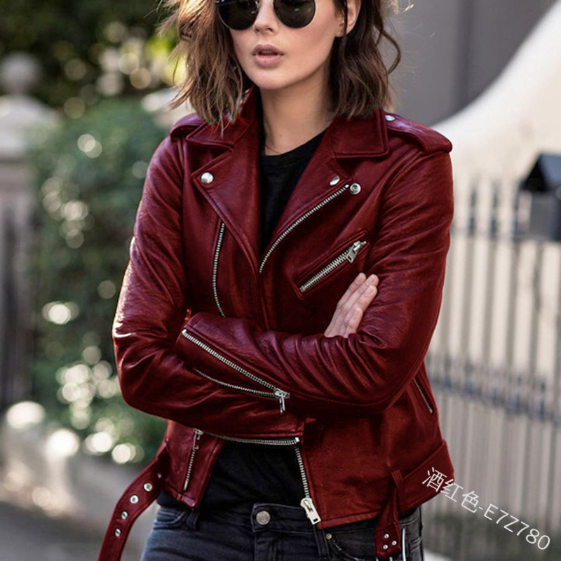 Picture of Leather Coat Women's New Top Autumn Short Spring Korean PU Biker Wear Slim-Fit Winter Leather Jacket