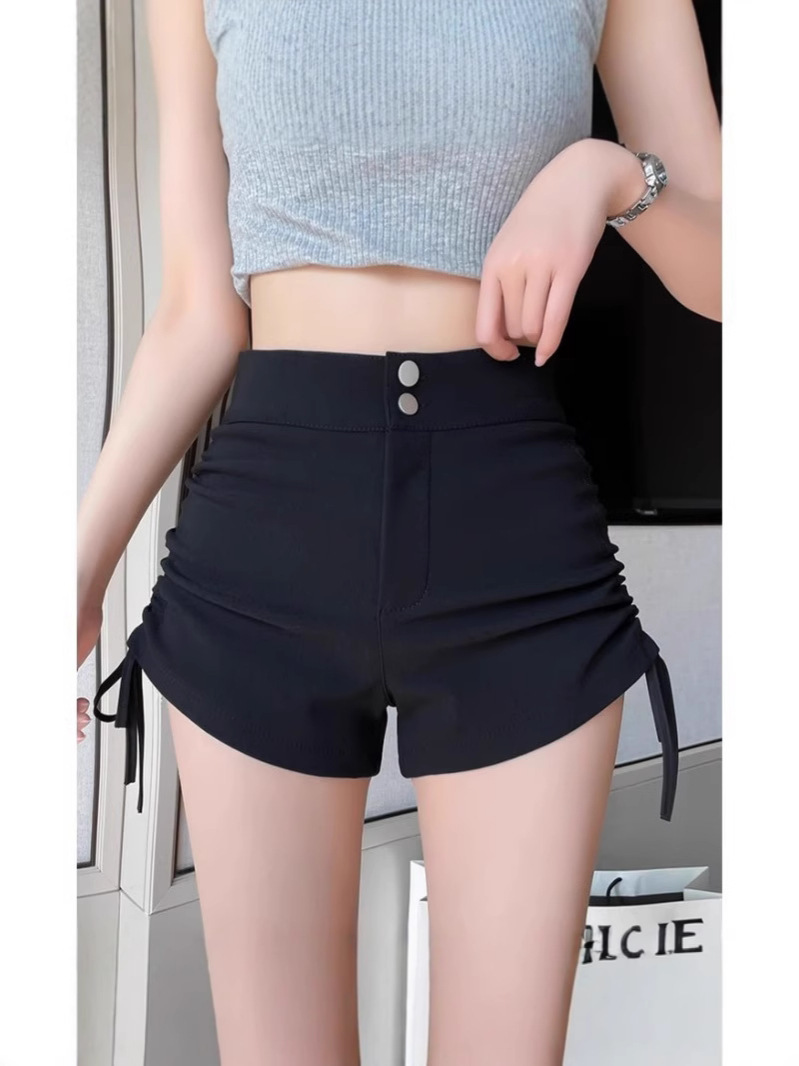 2024 Spring, Summer and Autumn All-match Fashion Shorts Women's Outer Wear High Waist Tight A- line Slim Black Leggings with Boots