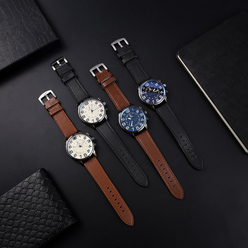 Picture of Popular Fashion Business Belt Simple Men's Watch Men's Casual Retro Digital Dial Student Quartz Watch Wholesale
