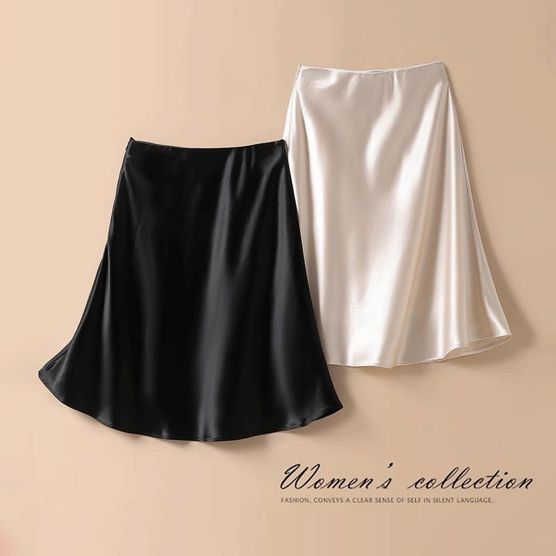 Acetate Satin Skirt Summer High Waist New Style Simple Elegant Slim Sexy A-Line Beautiful Short Skirt for Women