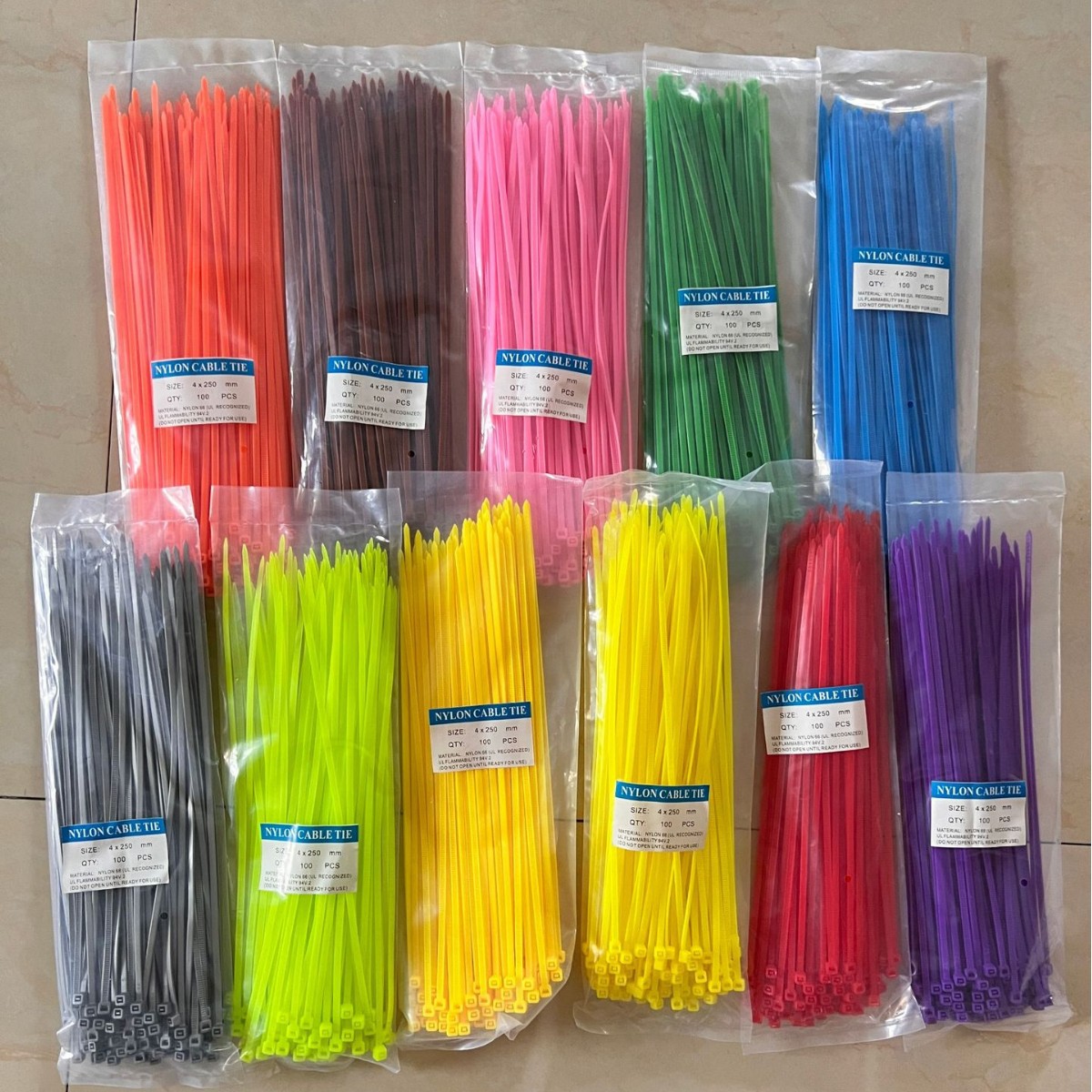 Purple 4*250 cable tie pink 25cm cable tie orange 250mm cable tie with in stock wholesale