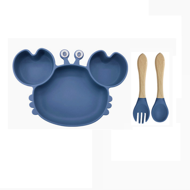 Picture of Baby silicone tableware crab plate suit food supplement bowl bib food grade tableware suit factory direct supply cross-border