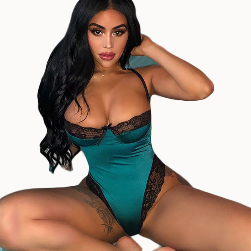 2020 AliExpress foreign trade Women's exquisite sexy women's underwear lace top sexy jumpsuit