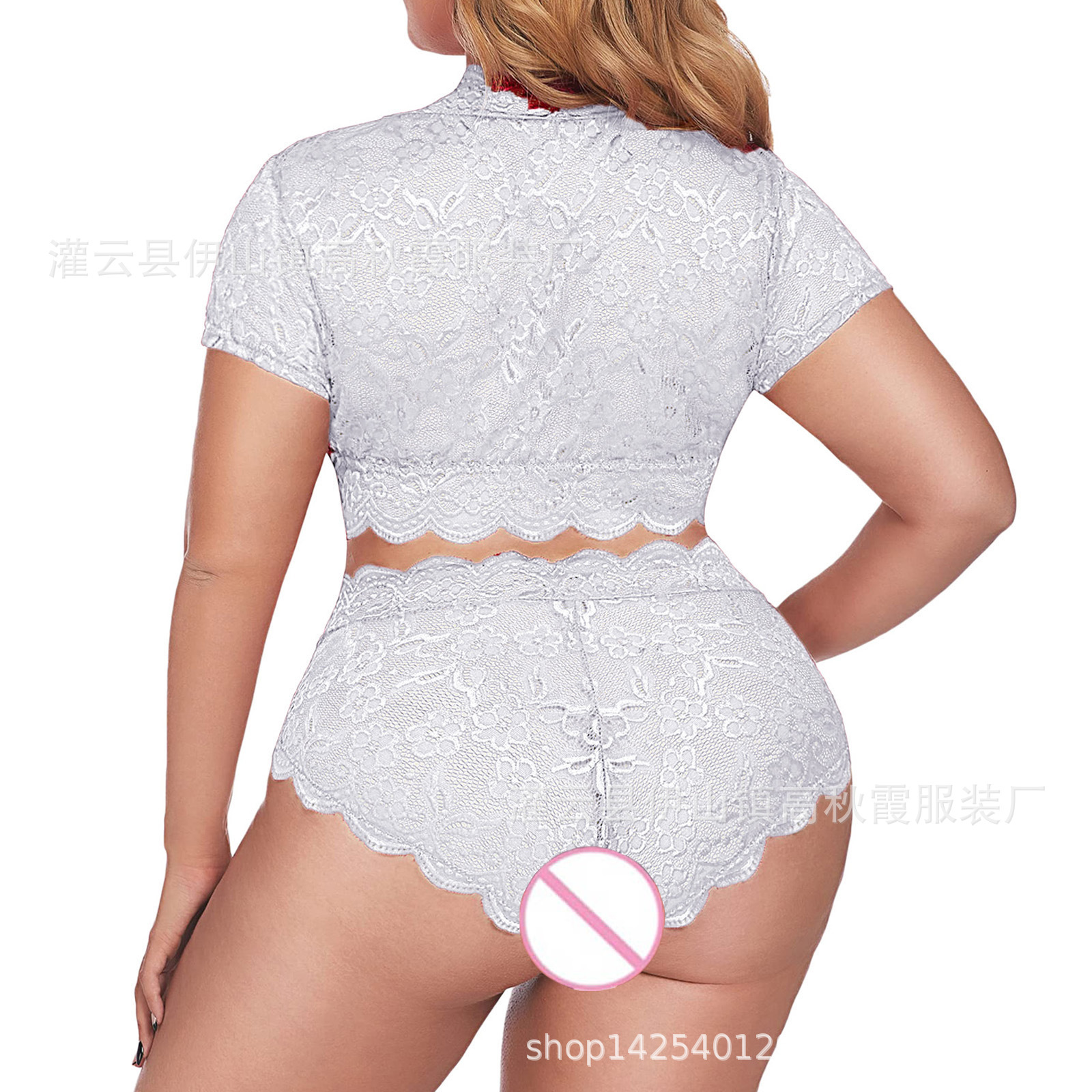 Picture of Sexy Underwear European and American Large Size Temptation Sexy Side Split Lace Sling Nightgown Women's Transparent Teasing Pajamas