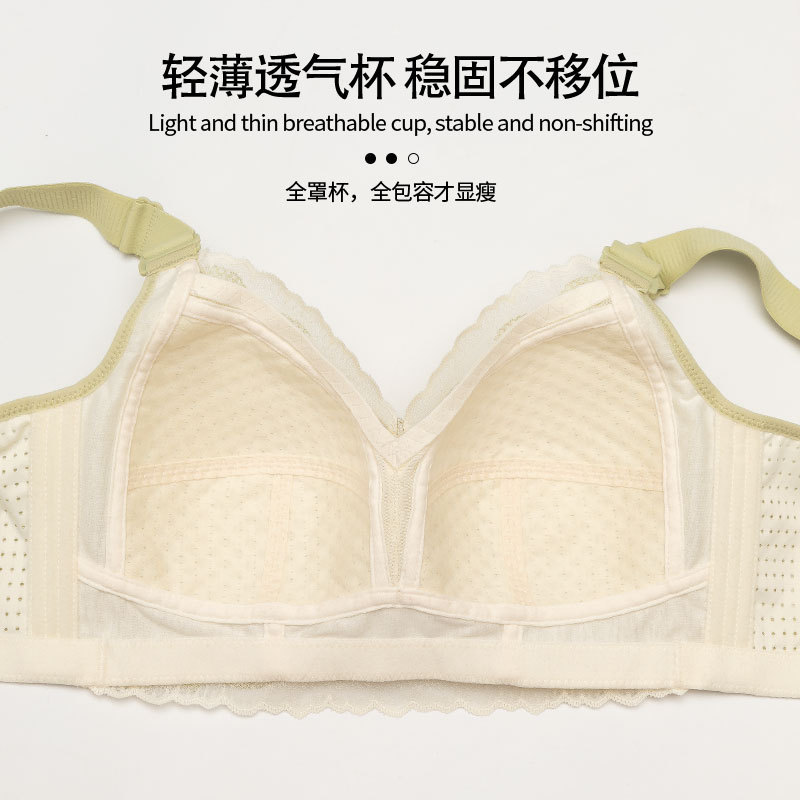 Picture of Large Chest Showy Small Chest Summer Underwear Women's Thin Full Cup Non-Steel Rings Bra Large Size Parammary Breast Anti-Sagging Bra