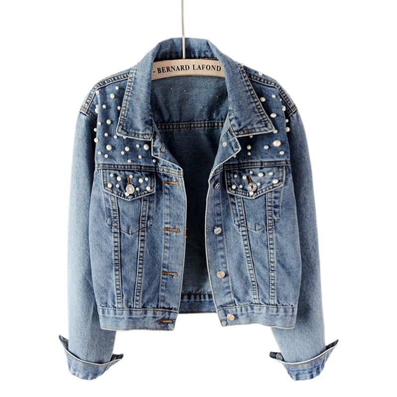Picture of Garjun Denim Coat Women's European Station plus size Women's Beaded Diamond Coat Female Student Cross-border Loose Jacket