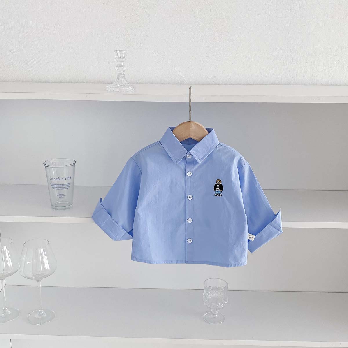Picture of Boys' Spring Clothes Solid Color Shirt 2025 New Baby's Spring Cartoon Long-sleeved Shirt Outgoing Stylike Clothes All-match Trendy