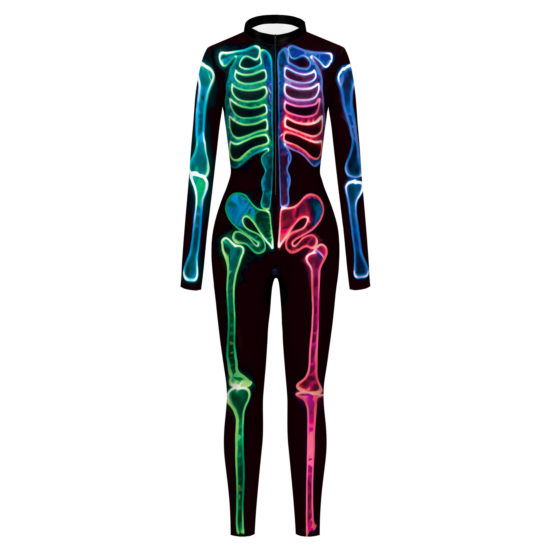 Picture of Halloween Colorful Line Skeleton Jumpsuit New Human Skeleton Cosplay Costume Bodysuit Leotard