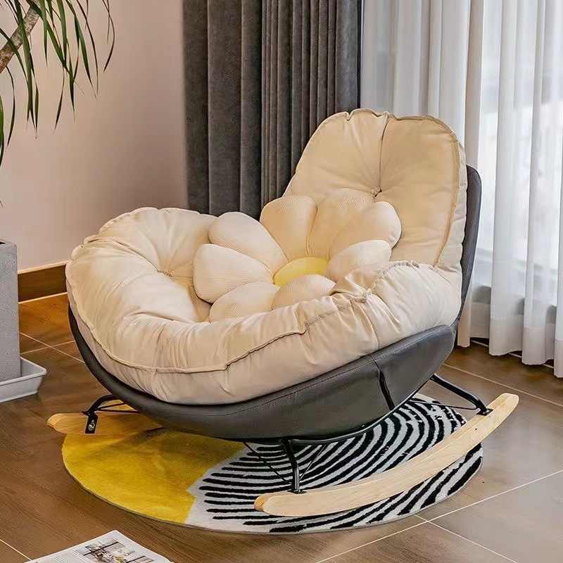 Nordic Style Single Rocking Chair Lazy Sofa Balcony Living Room Bedroom Leisure Sleeping Luxury Eggshell Penguin Chair