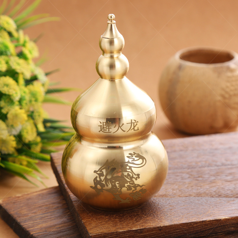 Picture of Brass Fire-Resistant Dragon Vase, Copper Gourd Metal Ornament, Feng Shui Antique Copper Ornament, Copperware Wholesale, Copper Crafts