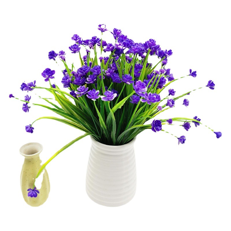 Cross-Border Anti-Uv Artificial Plastic Bouquet Artificial Flower 7-Pronged Spring Grass Camellia Outdoor Sun Protection Amazon