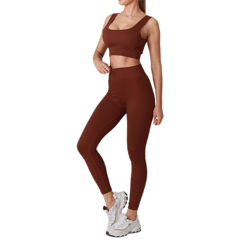 Picture of Nylon Summer Seamless Knitted High Elastic Sports Underwear U Square Collar Beautiful Back Yoga Sports Trousers Fitness suit Women