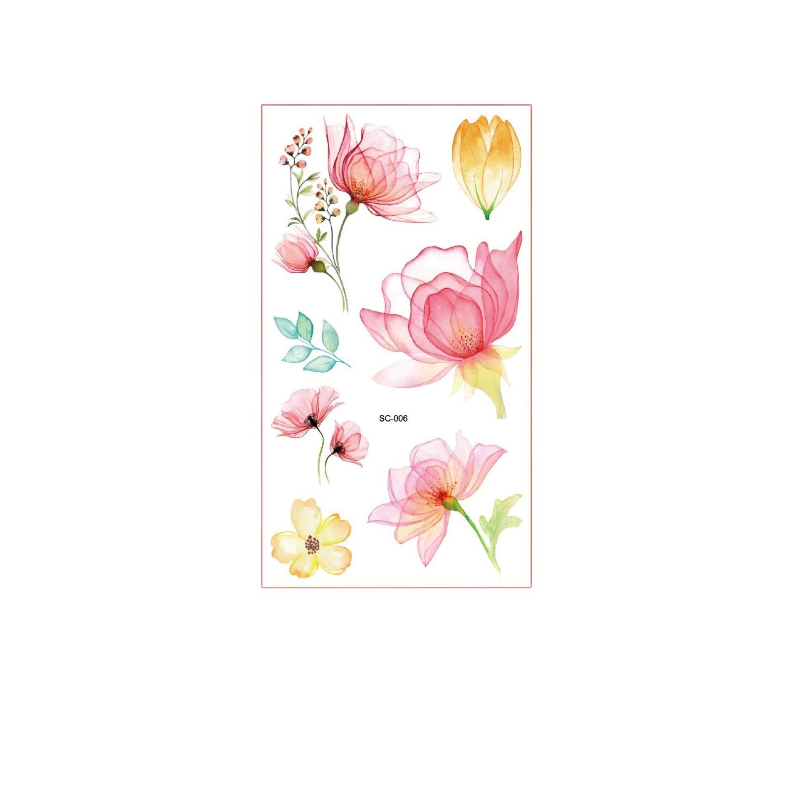 Picture of Watercolor Flower Small Fresh Antique Tattoo Sticker Hand Back Collarbone Chest Sexy Cover Scar Flower Arm Tattoo Sticker