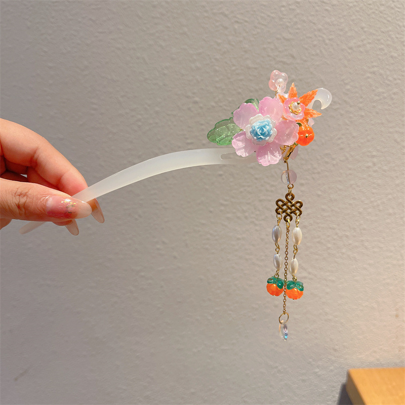 Picture of Antique Hanfu Hairpin Girls' Hair Hairpin Children's Ancient Headwear Chinese Style Step-by-step Tassel Hair Hairpin Hair Accessories