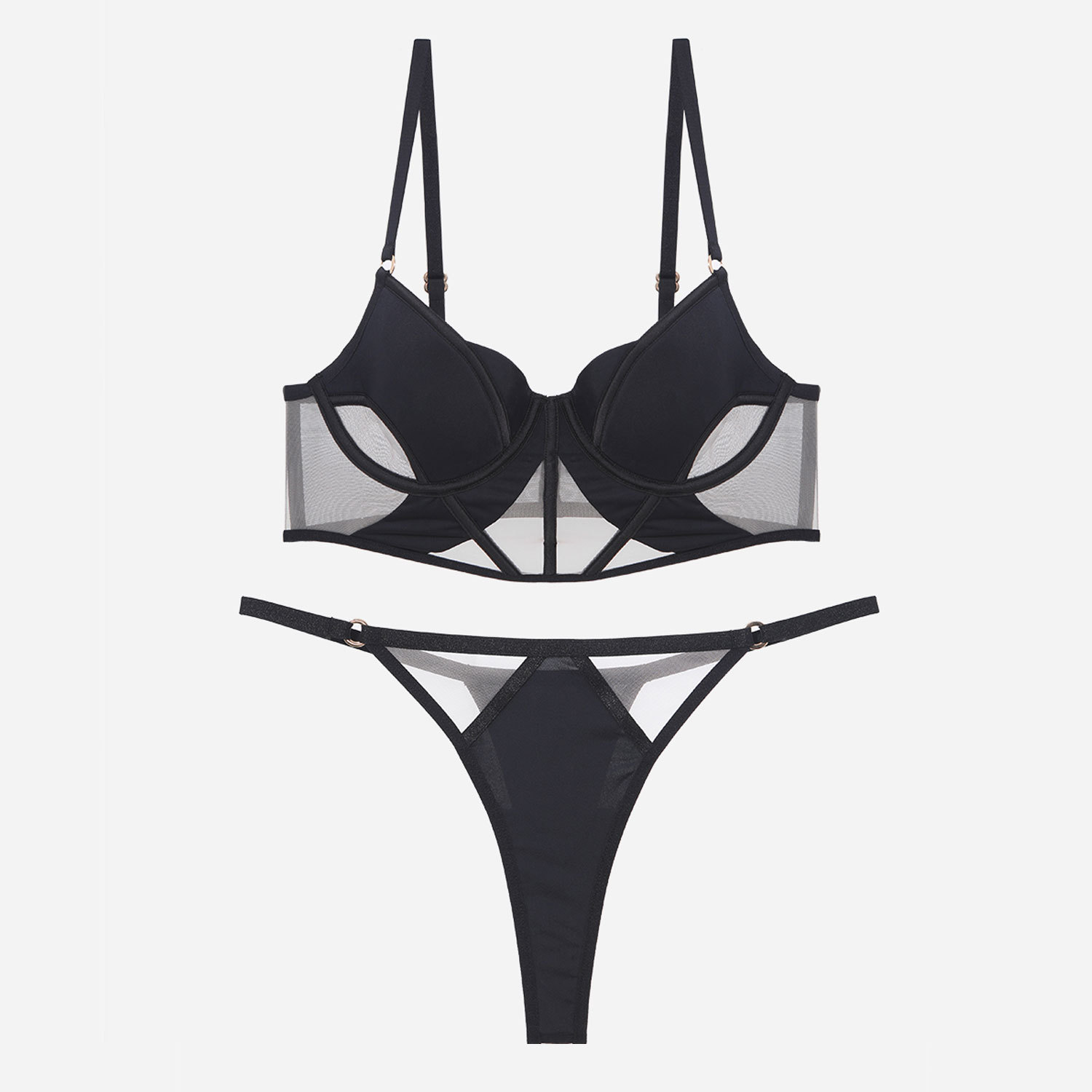 Glaze Mesh Hollow French High-end Underwear Women's Sexy suit European and American Hot-selling Bra Summer Ultra-thin Underwear