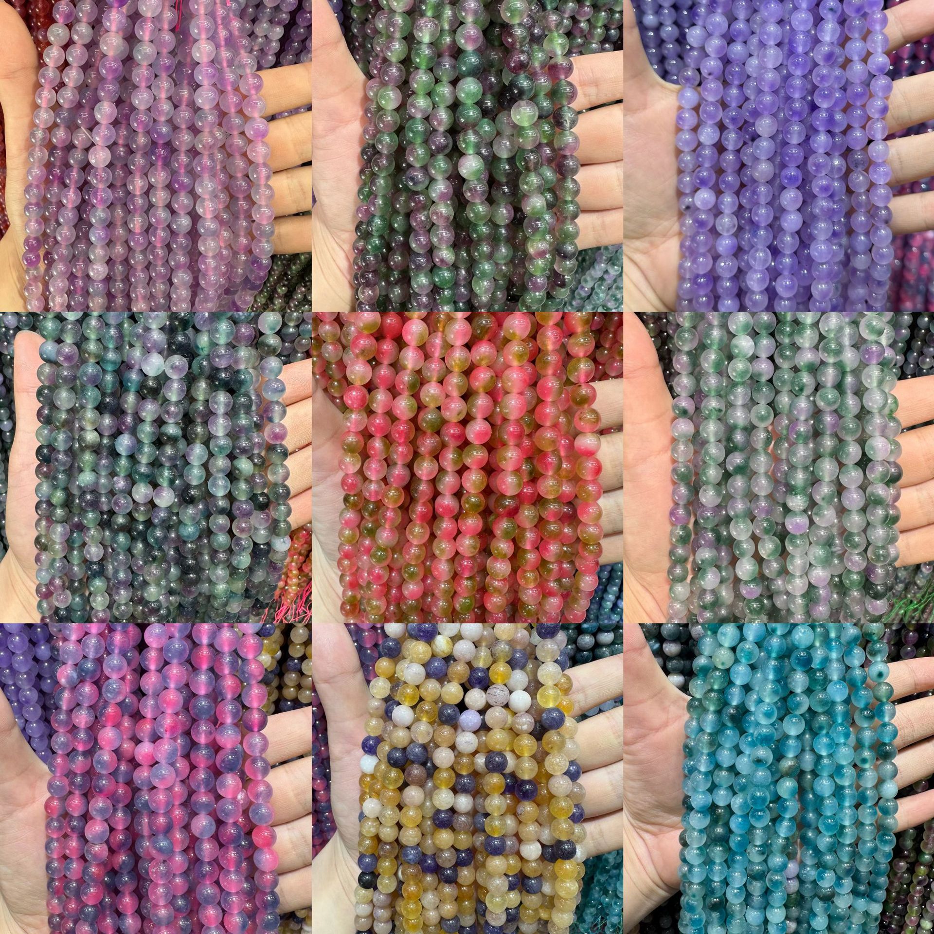 Live hot grade a chalcedony 8mm two-color round beads beads handmade diy Internet celebrity matching in stock jewelry