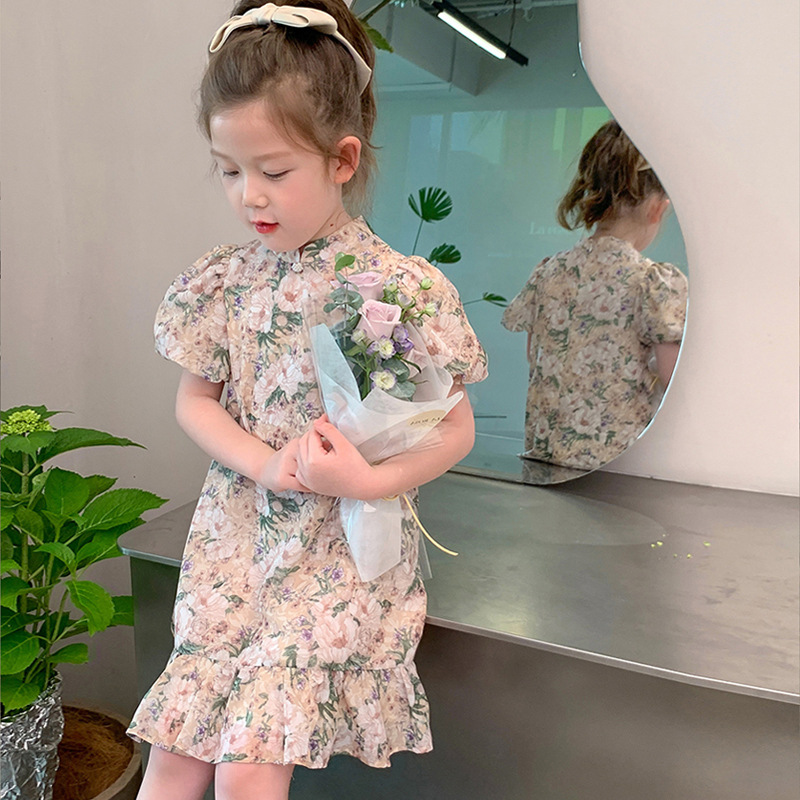 Picture of Girl's Dress Little Girl's Cheongsam Dress Summer Chinese Style Baby Ethnic Antique Western Style Children's Summer Dress