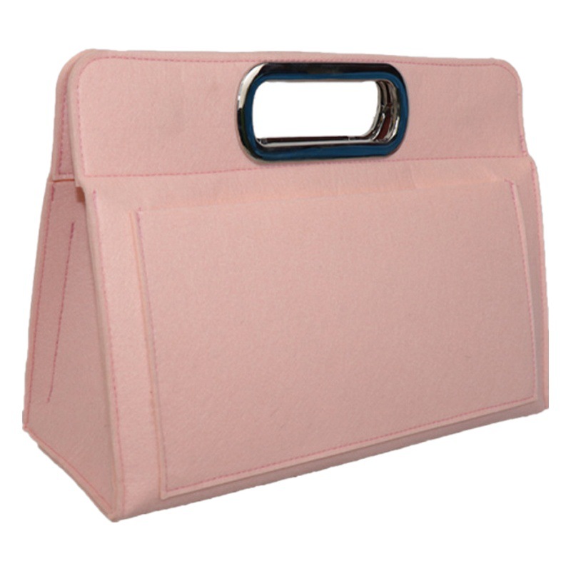 Pink Thickened Large Capacity Simple Felt Hand Bag Fashionable Outdoor Women's Built-in Sandwich Hand Felt Bag