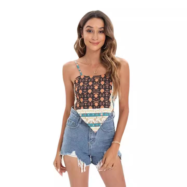 Picture of [Non-Positioning Printing] European and American Women's Holiday Style Triangle Scarf Top [Price Reduction]