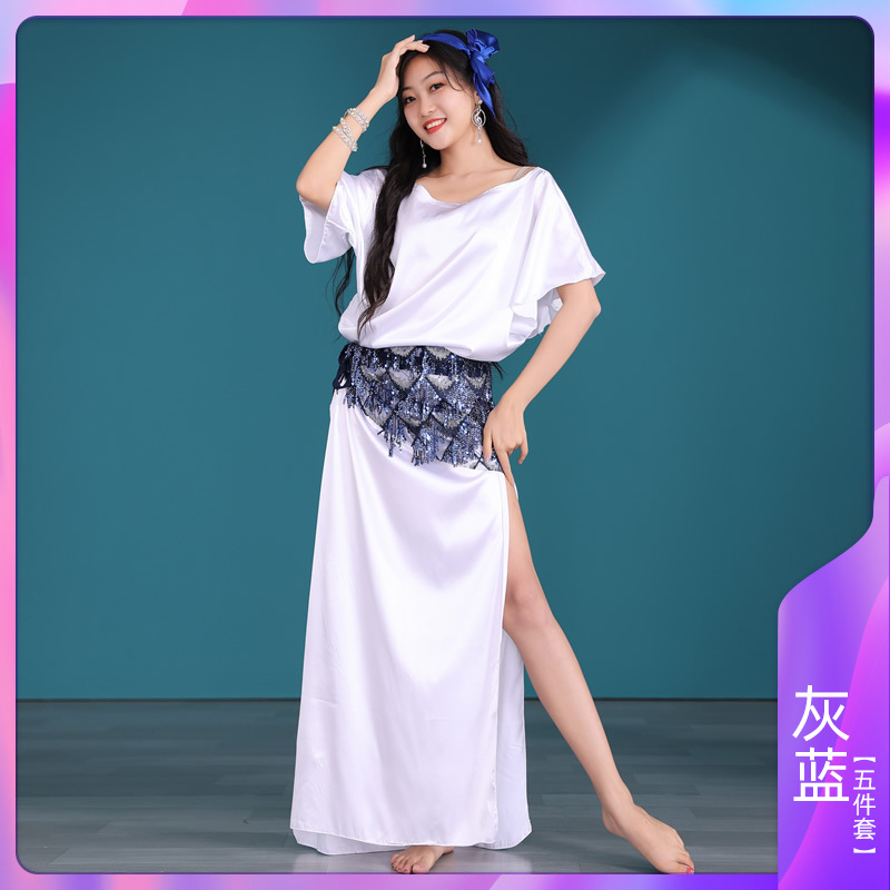Picture of Dancer Folk White Robe Baladi Belly Dance suit Practice Table Performance shaabiT5516 3116