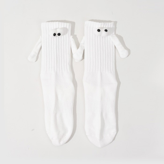 Picture of 2023 Amazon Embroidered Eyes Holding Hands Socks Magnetic Mid-Calf Socks for Men and Women Couples Sports White Socks Essential for Couples