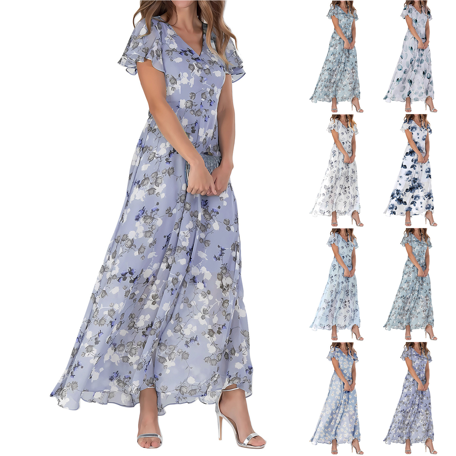 2024 Explosions dress plus size Women's Fashion Sexy in stock Amazon AliExpress dress Group Printing