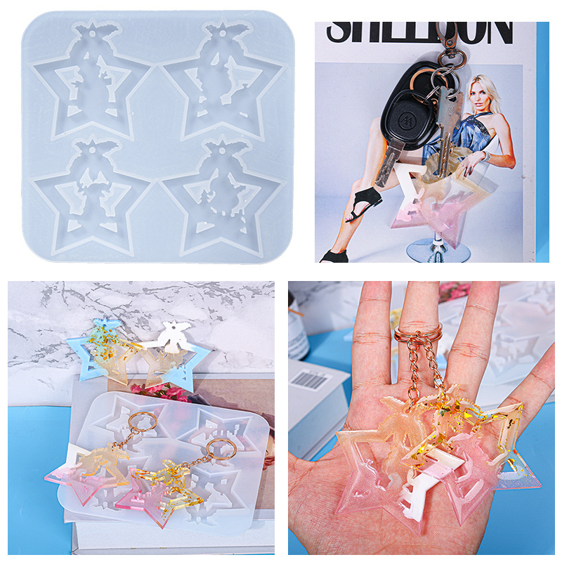 Proud Glue Dropping Mold Christmas Deer Star Keychain Silicone Mold Amazon Jewelry Pendant