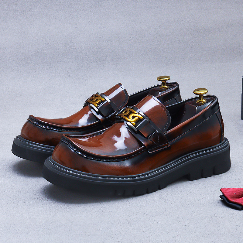 [Presale non-in stock] 4cm thick sole increased cowhide leather lace-up loafers casual all-match daily commuter