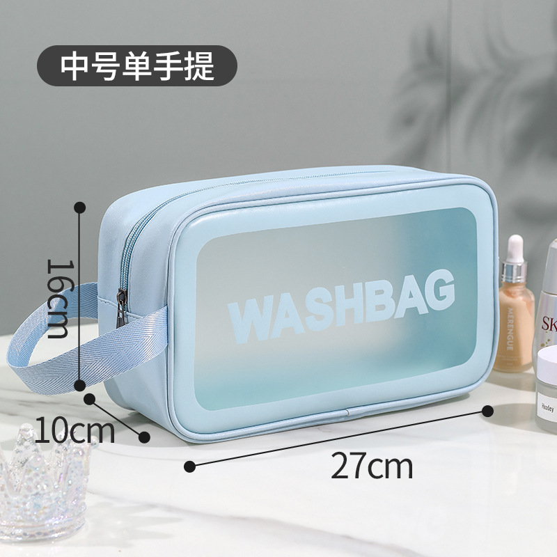 Picture of PVC Transparent Cosmetic Bag Simple Large Capacity Bath Bag PU Waterproof Portable Toiletry Bag Portable Travel Storage Bag