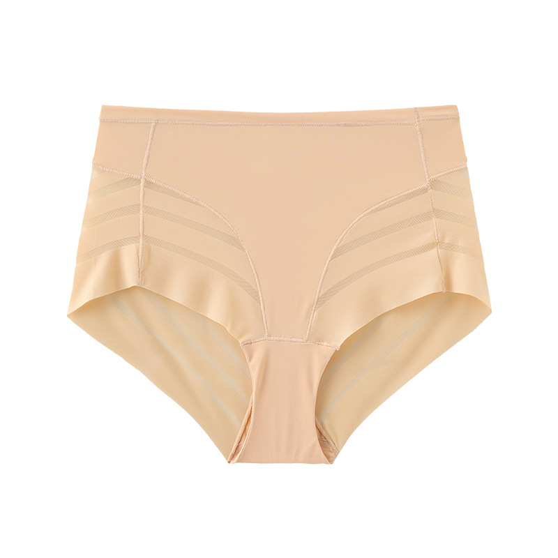 Picture of Cross-border mid-waist mesh ice silk briefs plus size thin breathable European and American sexy striped seamless underwear for women