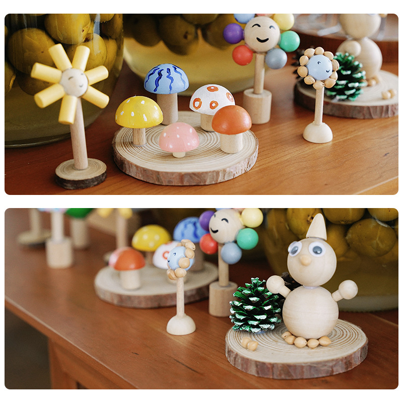 Picture of Children's Wooden DIY Hand-Painted Quiet Book Kindergarten Early Education Can Draw and Assemble Wooden Quiet Book