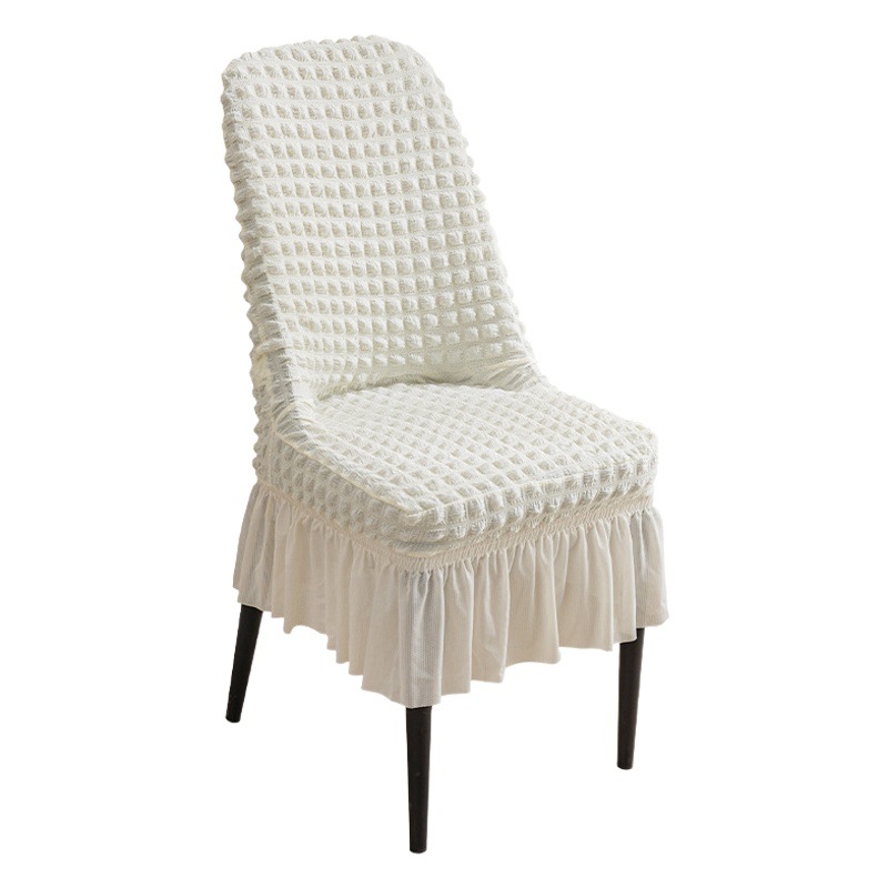 Thickened Household Seersucker Arc Chair Cover Elastic Dust Cover Restaurant Solid Color Skirt Chair Cover Non-Slip Universal