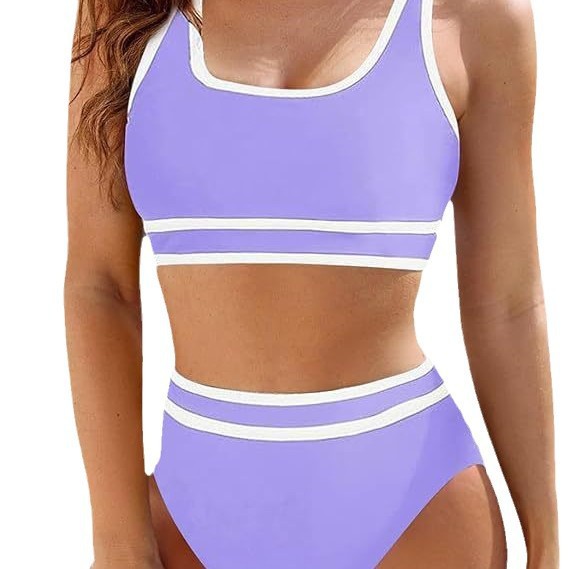 Picture of 2025 bikini new color matching sports style sexy split cross-border AliExpress high waist vest swimsuit wholesale