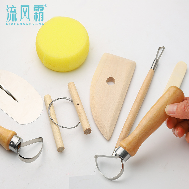 Wooden pottery clay sculpture tools 8-piece set clay carving soft pottery tools art handmade diy clay tools suit