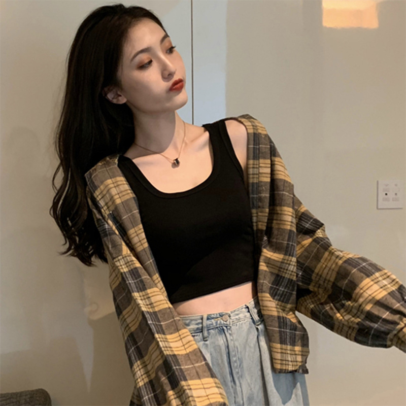 Hong Kong Style Small Vest Suit with Base Sleeveless Sling for Women's Summer Outfit Instagram Style Hot Girl Short Top