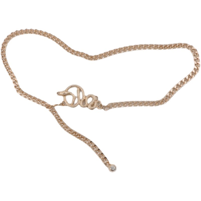French Fashionable and Stylish Braided Chain Waist Chain Metal Gold Hook Belt Women's Trendyy Su Pendant Accessories