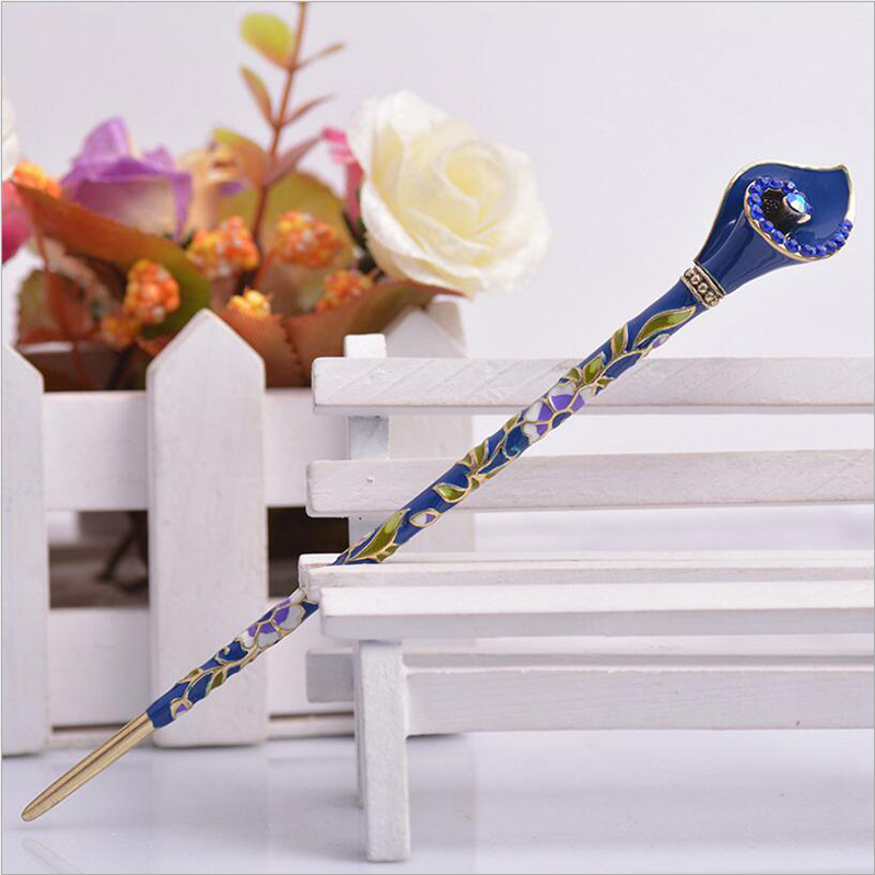 Picture of Chinese antique headdress hairpin cloisonne ladies hair clasp scenic explosion hair accessories wholesale