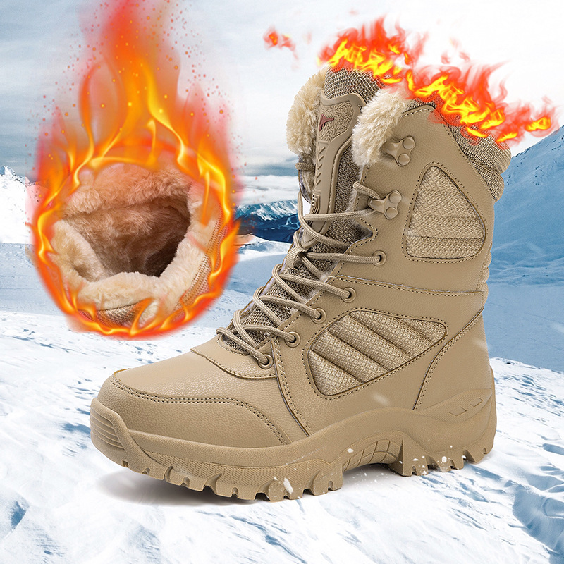 Cross-border new snow boots men's outdoor skiing warm cotton shoes waterproof cold-proof windproof high-top cotton boots