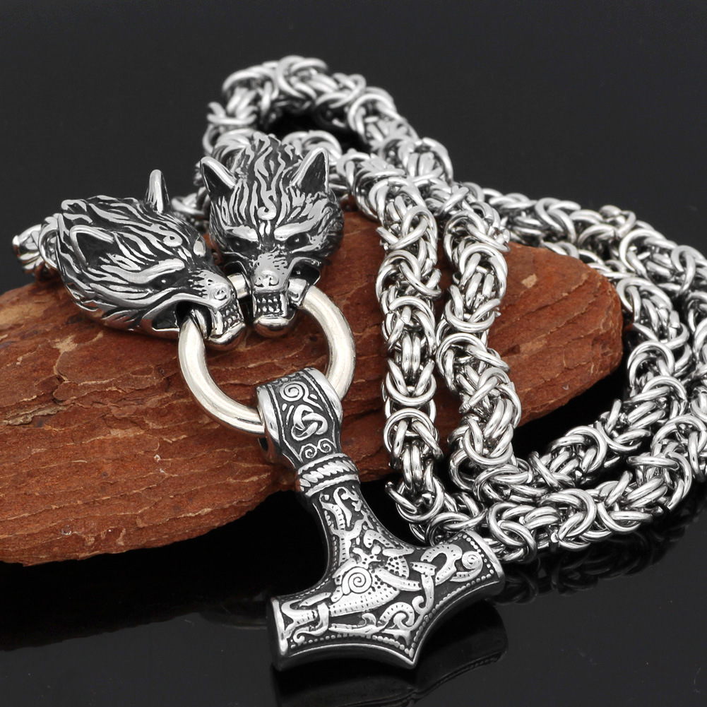 Haiyi Scandinavian Culture Retro Men's Necklace Viking Wolf Head Stainless Steel Pendant Accessories Jewelry Wholesale