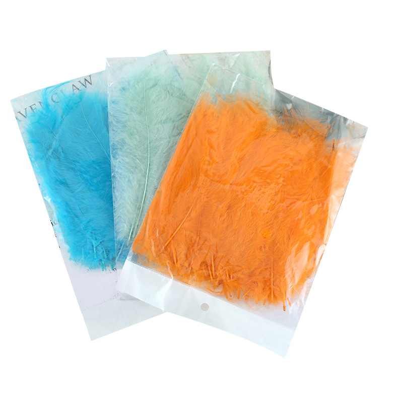 Picture of Feather decoration color turkey feather pointed tail velvet dream catcher net material wave ball gift box filler shooting props