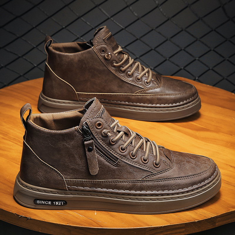 Men's Shoes 2025 New Autum Fleece-Lined Warm Men's Height-Increasing Casual Leather Shoes Autum Business Work British Trendy Shoes