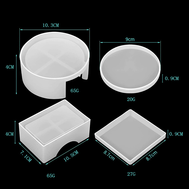 Picture of Strict selection of cross-border dedicated to drip plastic mold storage box mirror square round coasters suit handmade diy silicone