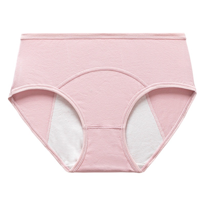 40~90kg Women's Mid-Waist Large Size Pure Cotton Menstrual Panties Women's Leak-Proof Plaid Breathable Briefs before and after Menstruation